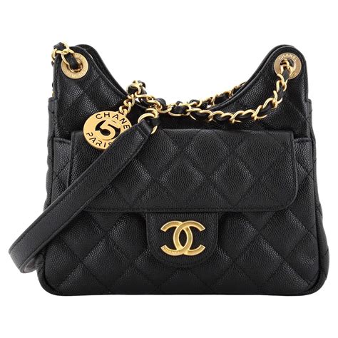 chanel wavy|CHANEL Caviar Quilted Wavy CC Hobo Black .